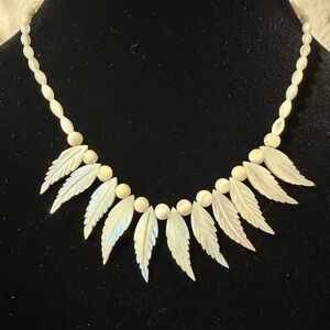 Beautiful Mother of Pearl Leaf Necklace by